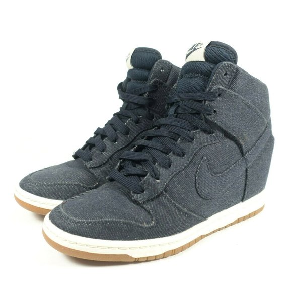 denim wedge sneakers